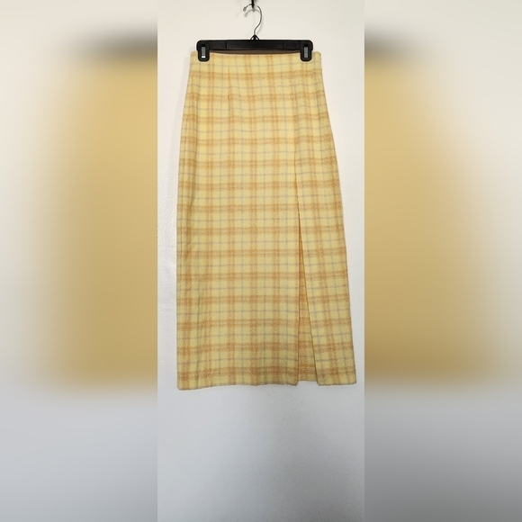 Zara SS21 Plaid Midi High Waisted Skirt Front Slit At Hem - Picture 4 of 5